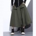 fine army green natural cotton skirt oversize A line skirts traveling boutique pockets drawstring cotton skirt