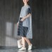 Elegant pure cotton dresses oversized Large Pockets Stripe Cotton Thin Summer Women Dress