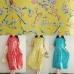 Women yellow prints cotton clothes For Women stand collar A Line summer Dresses