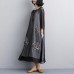 plus size sundress fashion Ethnic casual Embroidery Three Quarter Sleeve Black women Dress