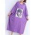 DIY o neck half sleeve cotton quilting dresses purple cotton robes Dress Summer