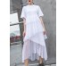 French white cotton Tunic patchwork tulle Robe summer Dresses