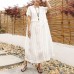 DIY linen quilting dresses Casual Linen Cotton Women Short Sleeve Stripe White Dress