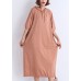 Classy hooded half sleeve cotton tunic top Casual Catwalk nude red Plus Size Dresses Summer